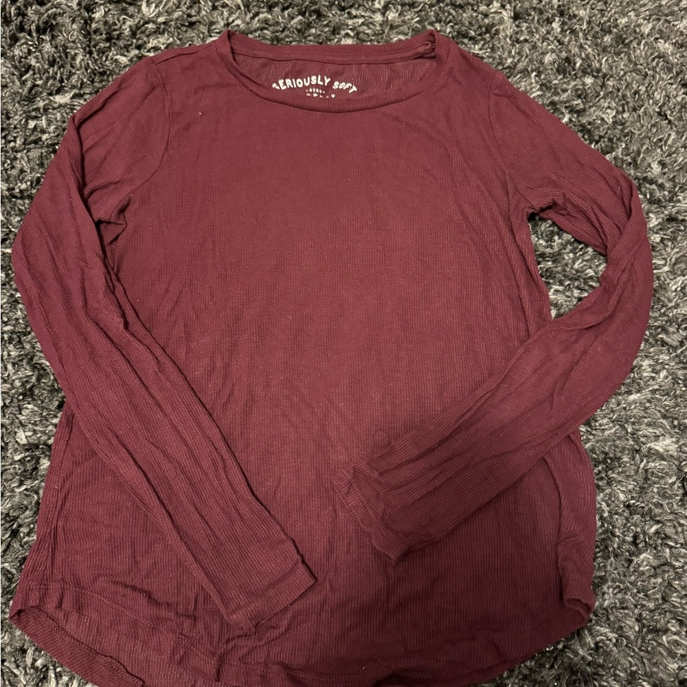Women's Maroon Long Sleeve Top